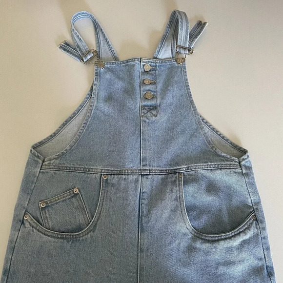 Vintage Cherokee Jean Shortalls Women’s Large Bermuda Shorts Garden Chore Boho - Picture 4 of 11